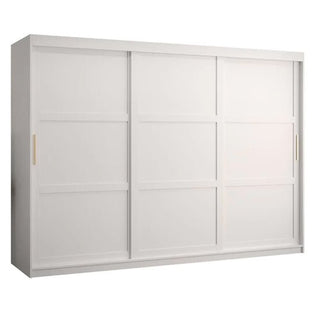 ChoiceWardrobe Rieti 250cm white sliding wardrobe with modern minimalist panel design and smooth sliding doors.
