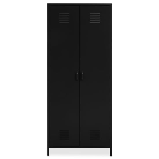 CHOICEWARDROBE Ruston Black Metal 2-Door Locker Wardrobe with Vents