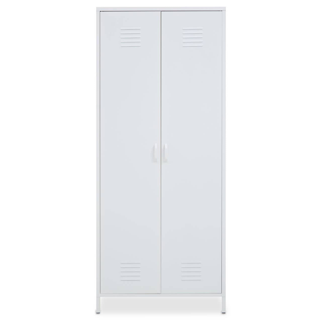 White metal locker wardrobe with 2 doors and ventilation slits