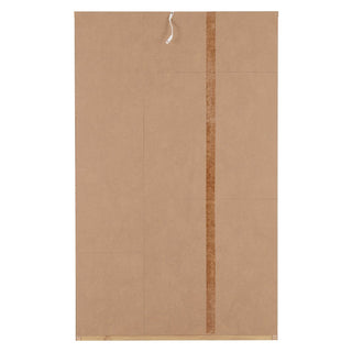 The back of a rectangular picture frame made of plain brown MDF, with visible seams, adhesive strip, wooden support, and white hanging cord—resembling the panels on the CHOICEWARDROBE Samaira 3 Door 2 Drawer Wardrobe’s oak effect frame.