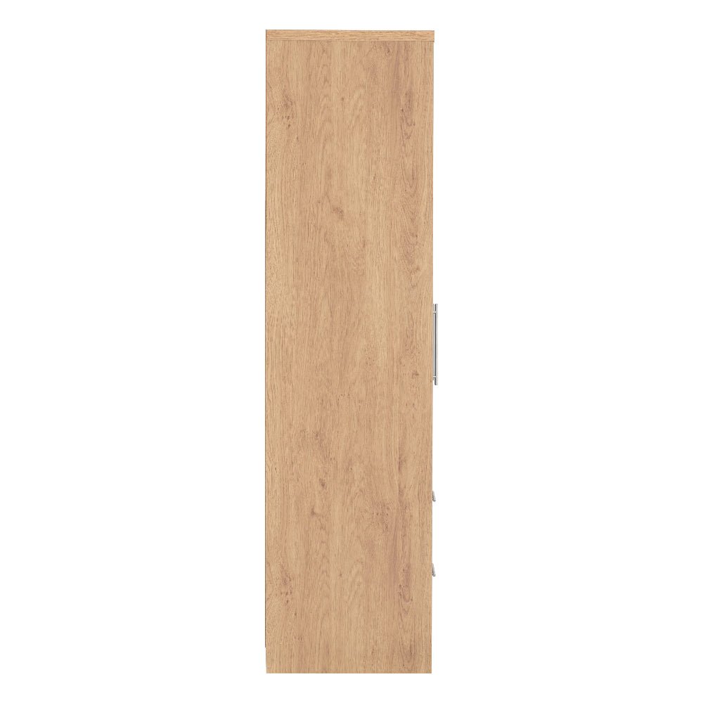 CHOICEWARDROBE Samaira 150cm 4 door wardrobe, oak effect frame with grey gloss fronts