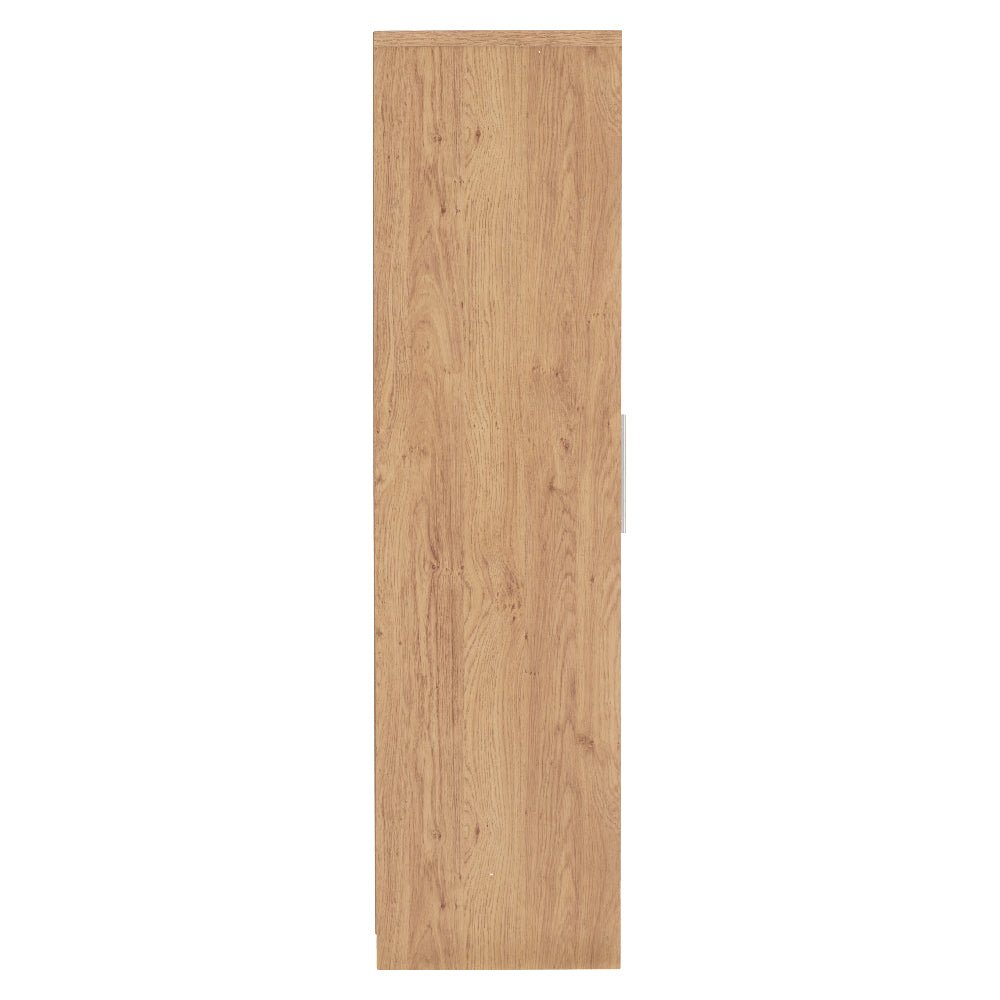 Side view of CHOICEWARDROBE Samaira wardrobe with oak effect frame and visible handle.