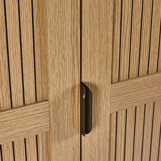 CHOICEWARDROBE Sarnia 2-door wardrobe in natural oak with slatted doors and black handle