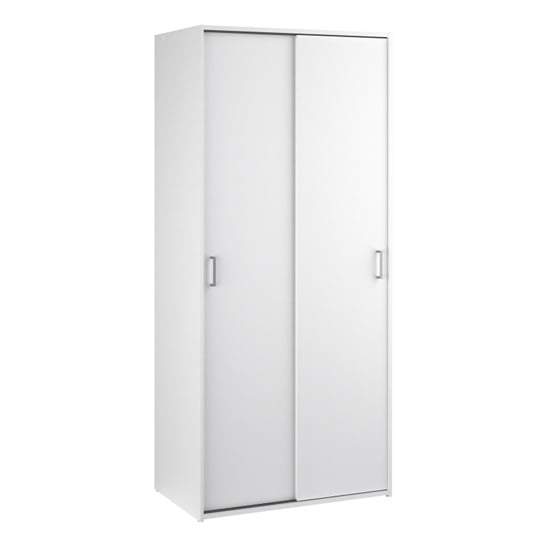 White sliding wardrobe with 2 doors and high-gloss finish