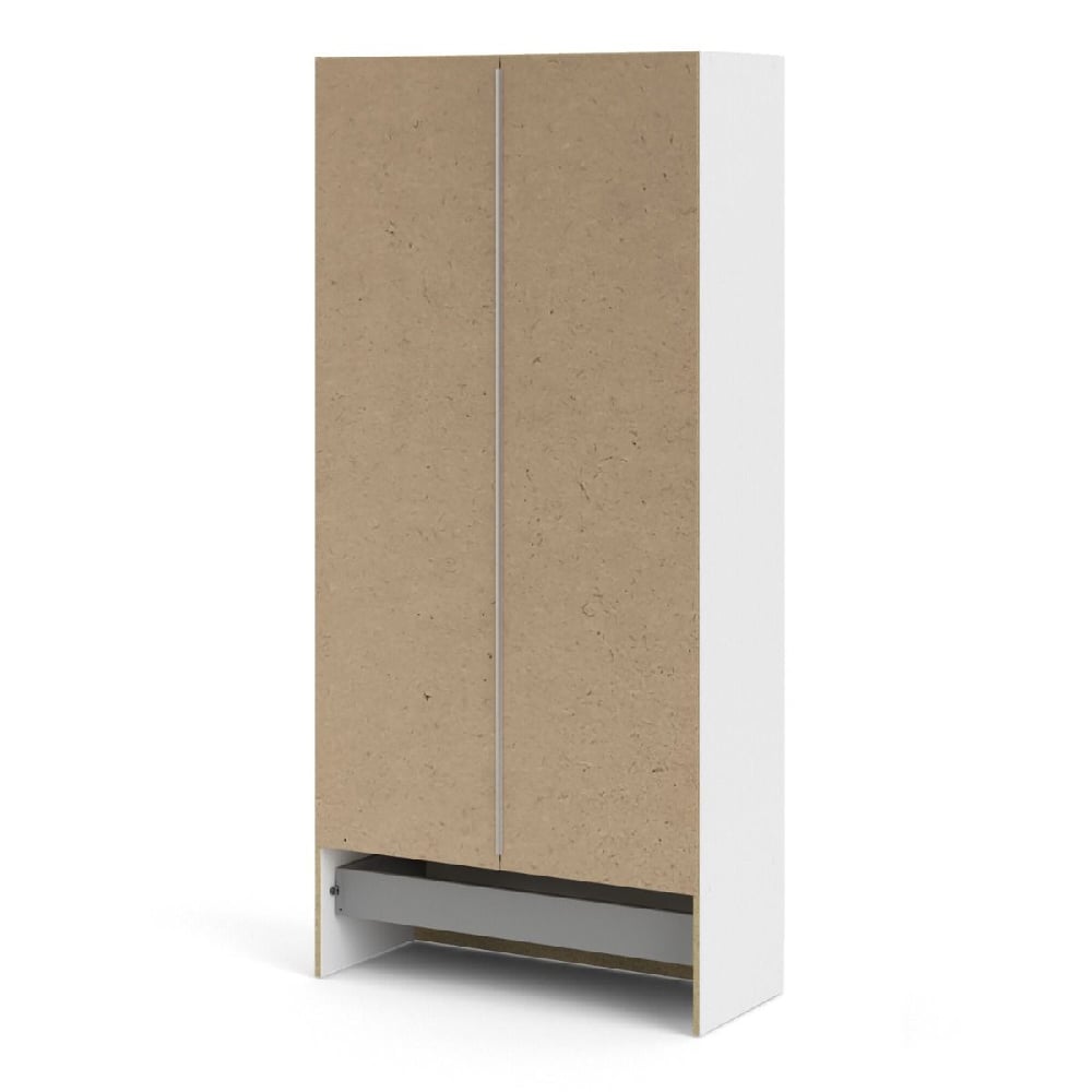 CHOICEWARDROBE Scalia 2 Door Wooden Wardrobe in White with wood effect doors and lower drawer