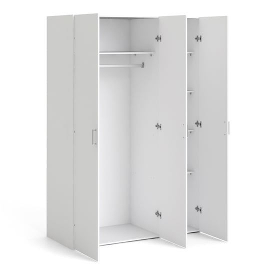 CHOICEWARDROBE Scalia 3 door white wardrobe open with hanging rail and shelves