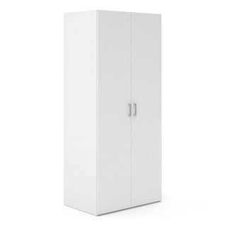 White 2-door modern wardrobe with silver handles, part of the Scalia bedroom furniture set.
