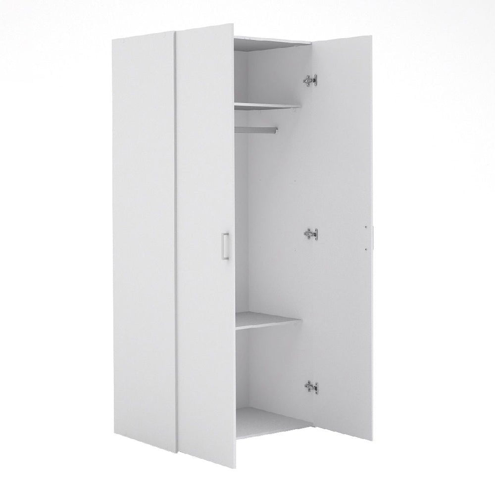CHOICEWARDROBE Scalia white modern 2-door wooden wardrobe with hanging rail & shelves