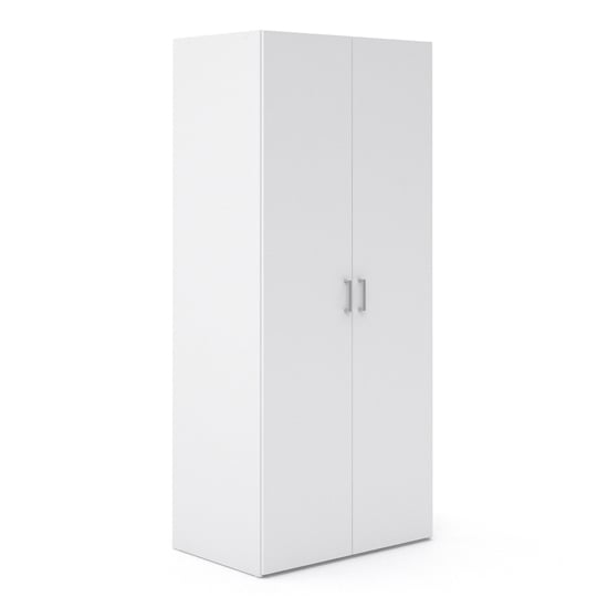 CHOICEWARDROBE Scalia 77cm white 2-door wooden wardrobe with metal handles