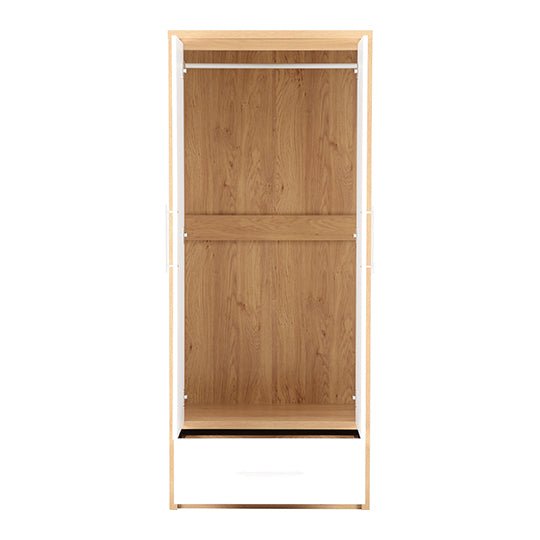 CHOICEWARDROBE Seville 2-Door Wardrobe with open oak interior, hanging rail, and white drawer