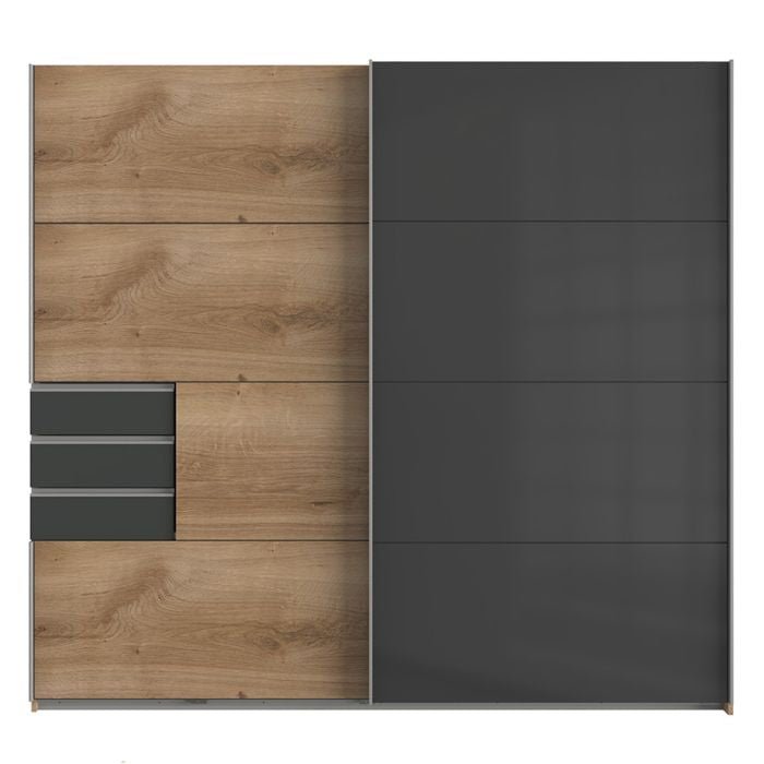 Sogo 225cm wardrobe in black and oak