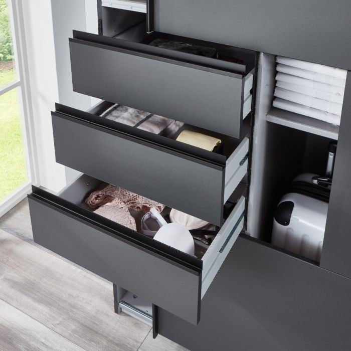 Sogo 225cm wardrobe open drawer detail