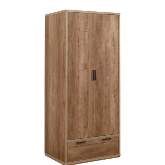 CHOICEWARDROBE Stock 80cm rustic oak 2-door wardrobe with drawer
