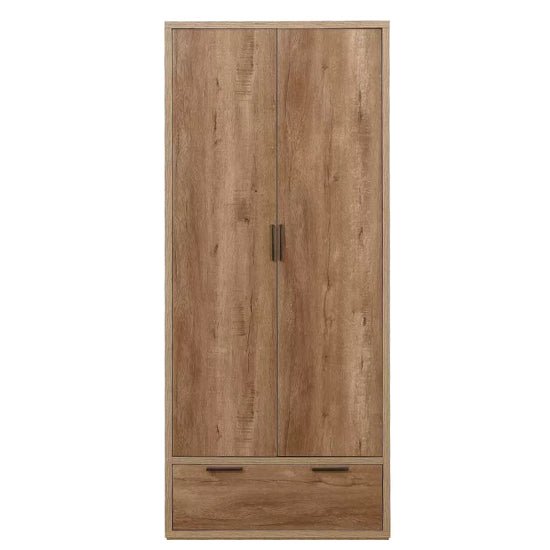 CHOICEWARDROBE Stock rustic oak wooden wardrobe with 2 doors and 1 drawer