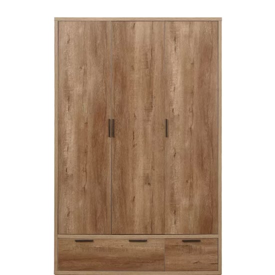 CHOICEWARDROBE 3 door rustic oak wardrobe with 2 drawers
