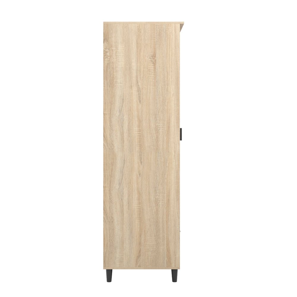 Side view of CHOICEWARDROBE Stockholm 50cm Sonoma oak wardrobe with black legs.