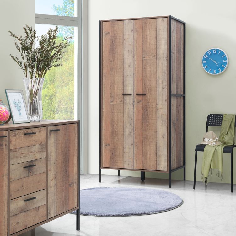 Stretton 2 door rustic oak wardrobe view 1