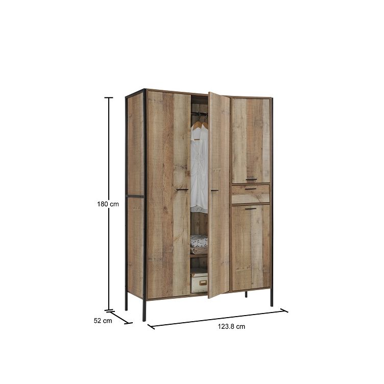 Stretton rustic oak 4 door wardrobe alternate view