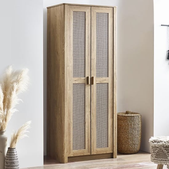 CHOICEWARDROBE Sumter 2-door oak and rattan wardrobe