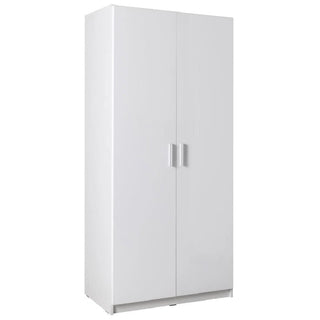 CHOICEWARDROBE Swift white high gloss 2 door wardrobe with sleek hinged doors – compact 92cm storage cupboard