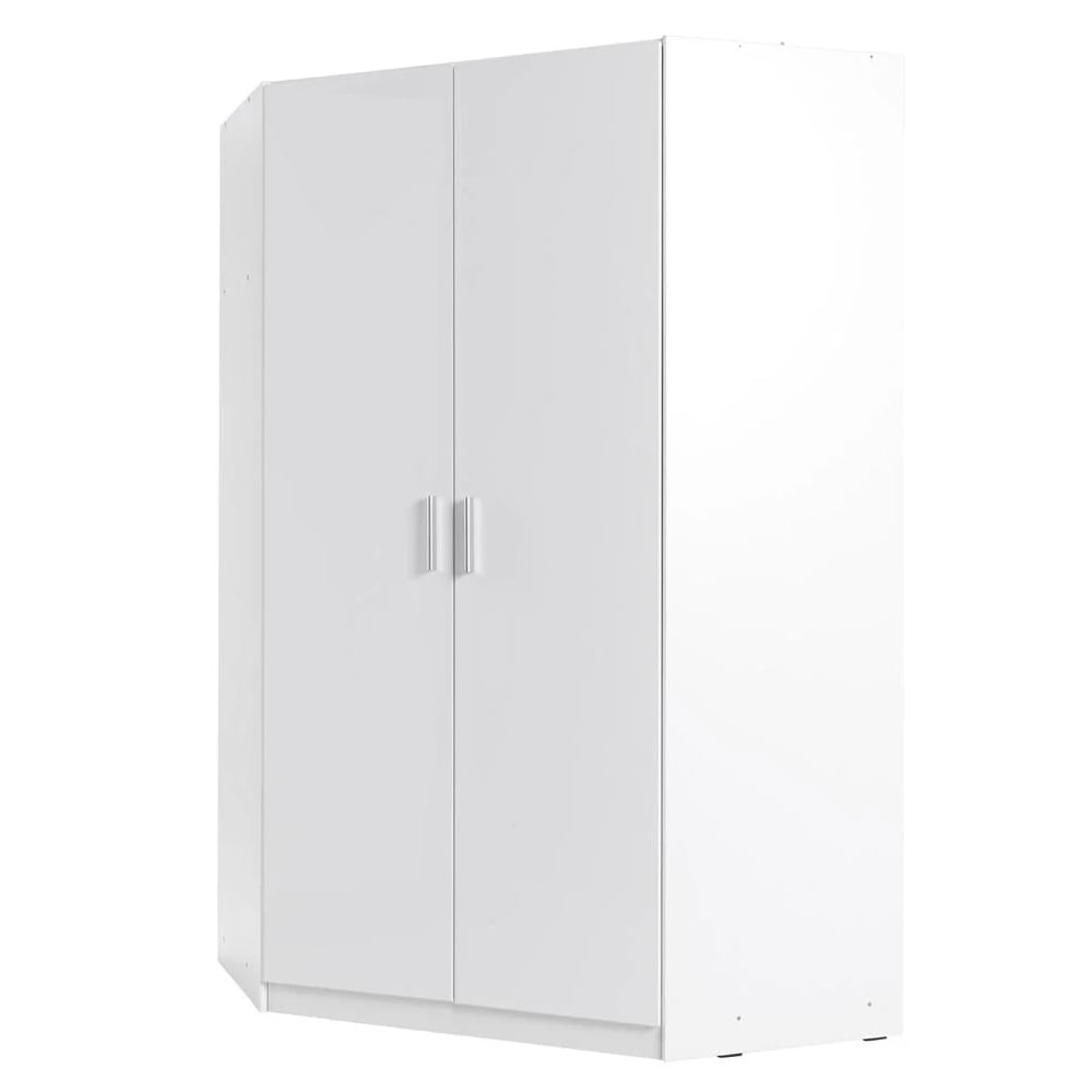CHOICEWARDROBE Swift white high gloss corner wardrobe with two doors.