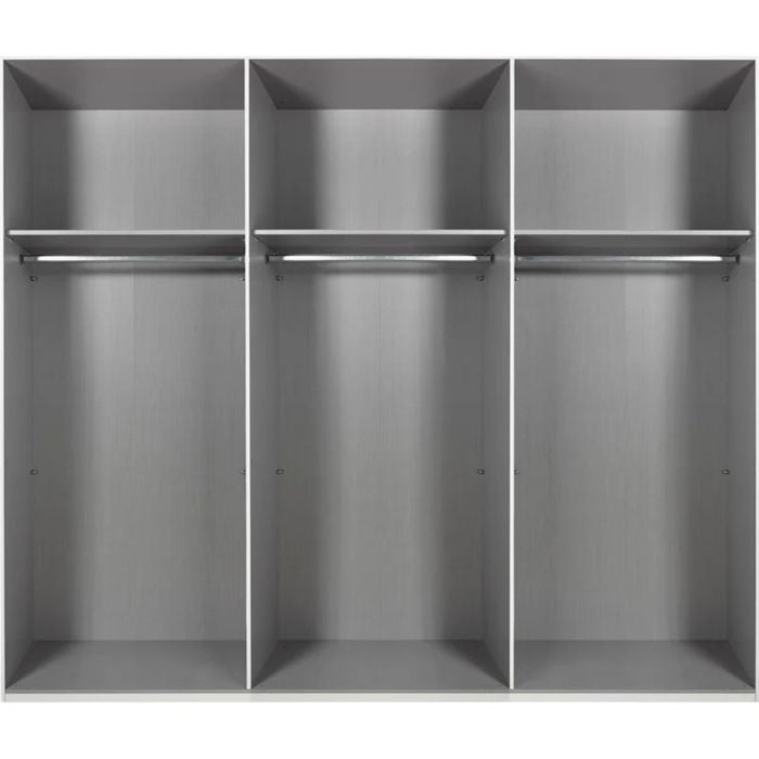 CHOICEWARDROBE Sylven 270cm white 3-door sliding wardrobe interior with hanging rails, no shelves visible