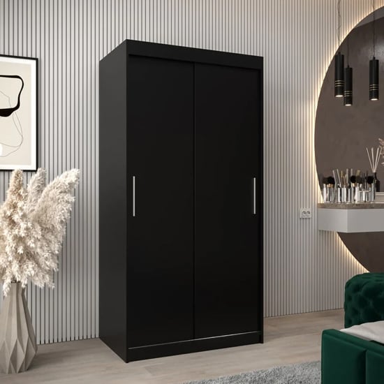 CHOICEWARDROBE Tavira 100cm black 2 door sliding wardrobe