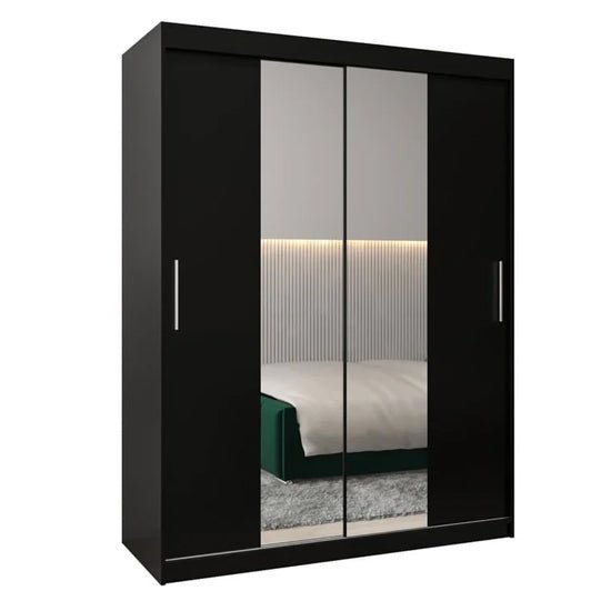 CHOICEWARDROBE Tavira 150cm black sliding wardrobe with mirrored doors