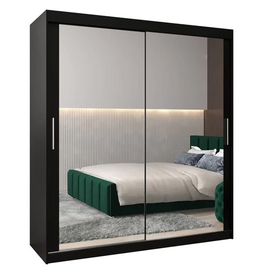 CHOICEWARDROBE black 180cm sliding door wardrobe with full-length mirrored fronts