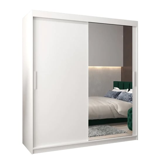 CHOICEWARDROBE 2-door white sliding wardrobe with full mirrored door