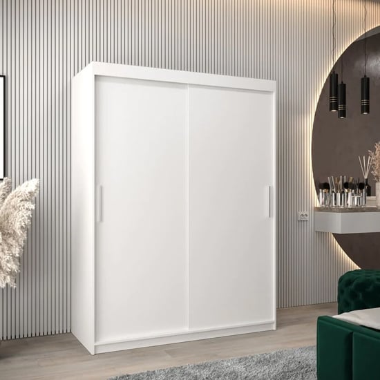 CHOICEWARDROBE Tavira 2 door sliding wardrobe in matt white.