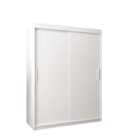 CHOICEWARDROBE Tavira 150cm 2-door sliding wardrobe in matt white with recessed handles.