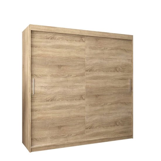 CHOICEWARDROBE Tavira 2-door sliding wardrobe in Sonoma Oak finish with shelves and hanging rails