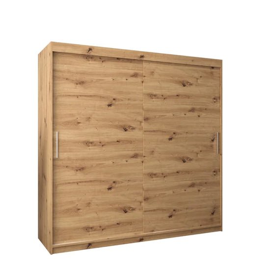 CHOICEWARDROBE Tavira 200cm Artisan Oak 2 door sliding wardrobe with silver handles