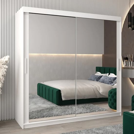 Choice Wardrobe Tavira 200cm 2-door white mirrored sliding wardrobe