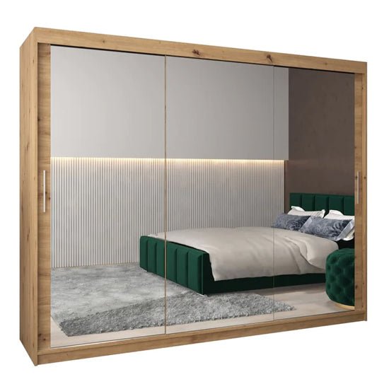 CHOICEWARDROBE Tavira 250cm Sonoma Oak sliding door wardrobe with mirrored panels