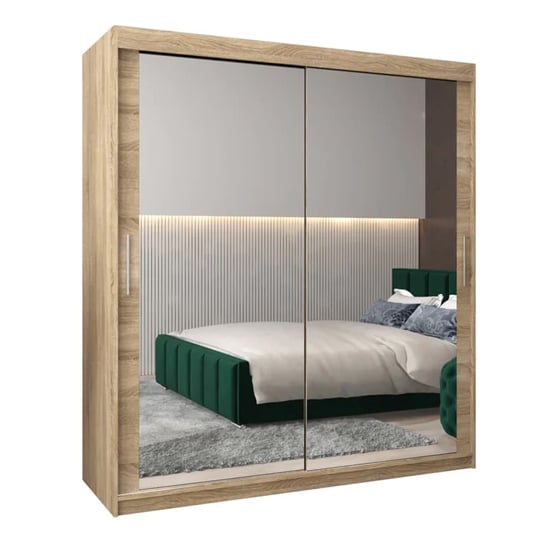 CHOICEWARDROBE 2-door sliding mirrored wardrobe in Sonoma Oak finish