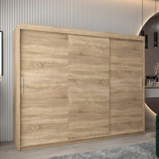 CHOICEWARDROBE Tavira 3-door sliding wardrobe in Sonoma Oak finish