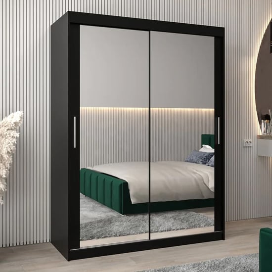 Black 150cm CHOICEWARDROBE Tavira III mirrored sliding door wardrobe
