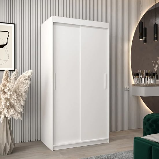 White CHOICEWARDROBE Tavira 100cm 2 sliding door wardrobe