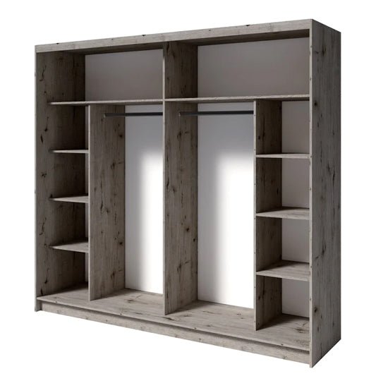CHOICEWARDROBE Terni 230cm sliding wardrobe, Wellington Oak with mirrored doors