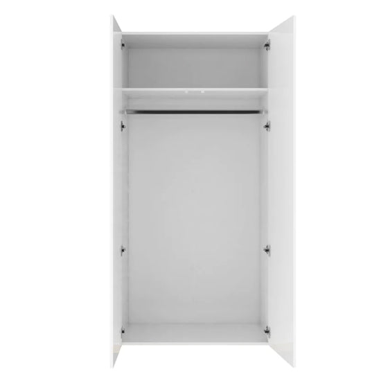 CHOICEWARDROBE Trail 90cm white high gloss 2-door wardrobe with shelf and hanging rail.