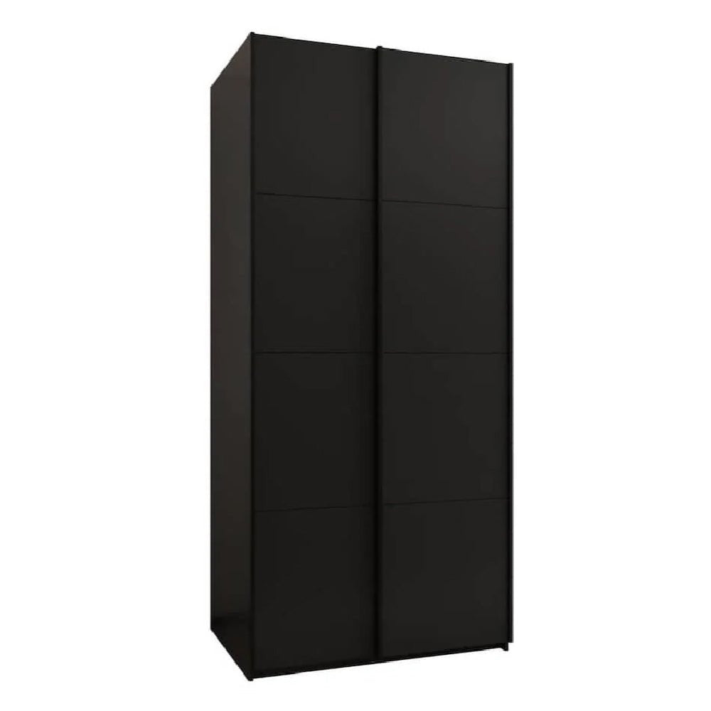 CHOICEWARDROBE Tressaro 100cm wide black 2 door sliding wardrobe with matte finish.