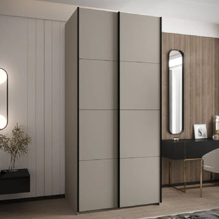 ChoiceWardrobe Tressaro Cashmere Sliding Wardrobe – 100cm wide, soft matte finish, two-door modern design in luxury bedroom setting.