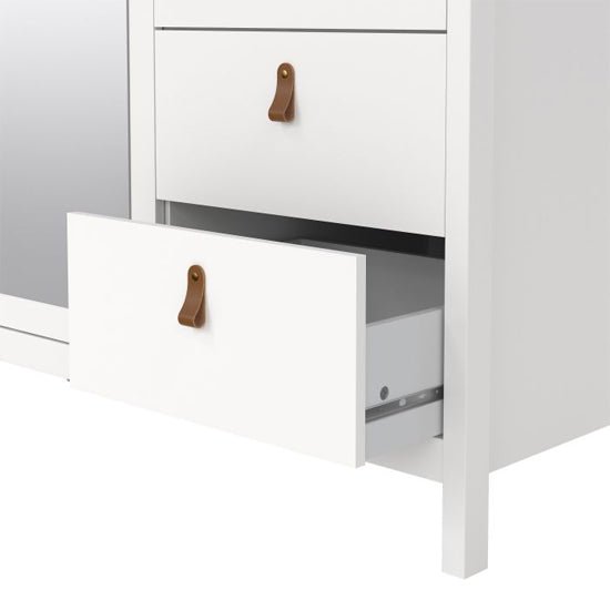 CHOICEWARDROBE Verona white wardrobe with 2 drawers and tan leather handles