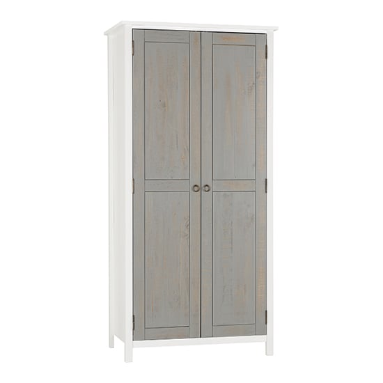 CHOICEWARDROBE Verox 2 door white and grey wooden wardrobe with rustic country design