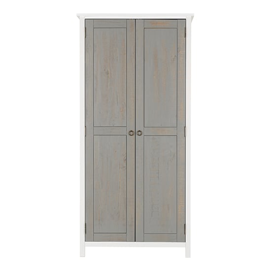 CHOICEWARDROBE Verox 2-door white and grey wooden wardrobe with rustic country design.