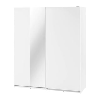 The CHOICEWARDROBE Vesso 3 Door Mirrored Sliding Wardrobe in matt white with LED lighting (235cm) features sliding doors, full-length mirrored panels, and a sleek design—perfect for any modern bedroom.