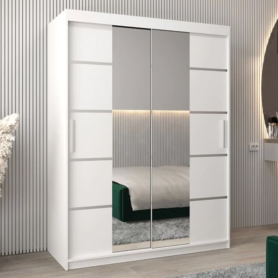 CHOICEWARDROBE 150cm white two door mirrored sliding wardrobe