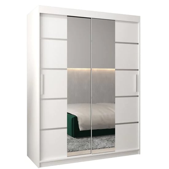CHOICEWARDROBE Vevey 150cm white sliding wardrobe with mirrored doors